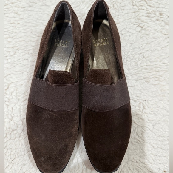 Stuart Weitzman Women's Brown Suede Slip On Wedge Comfort Loafers Sz 7 M Classic - Picture 2 of 10